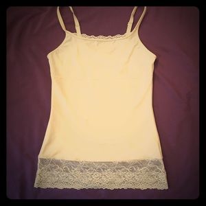 Off white tank top with lace at bottom